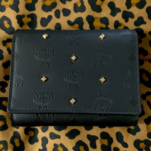 MCM Black Wallet with Gold Accents - Picture 1 of 14